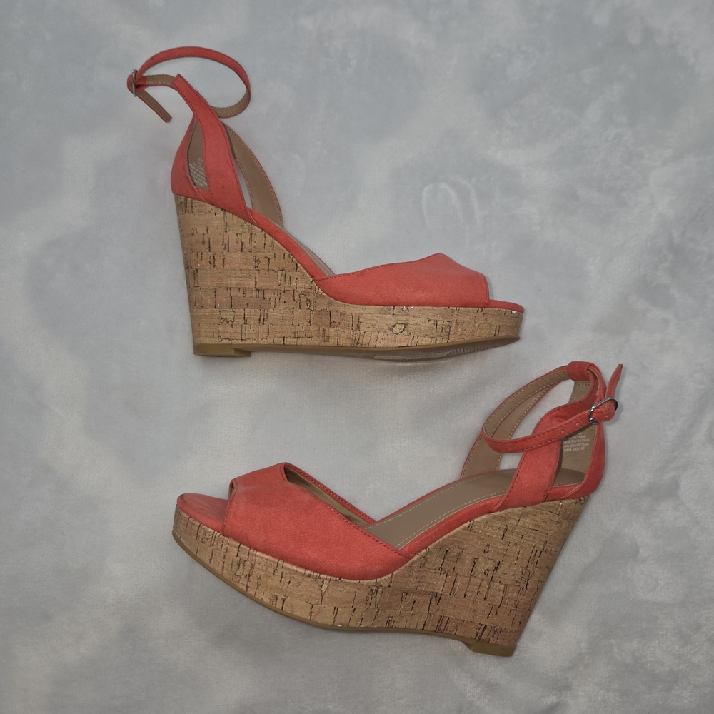 H&M Coral Cork Wedge Sandals Size‎ 6